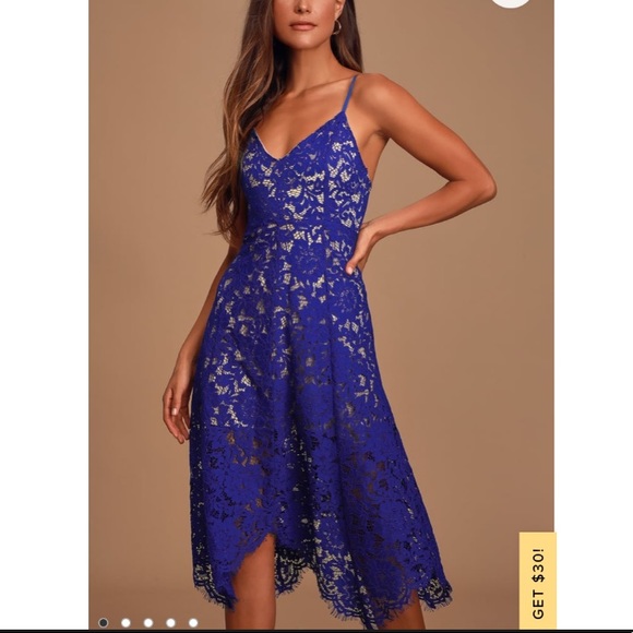 Lulu’s One Wish Royal Blue Lace Midi Dress - Picture 2 of 9